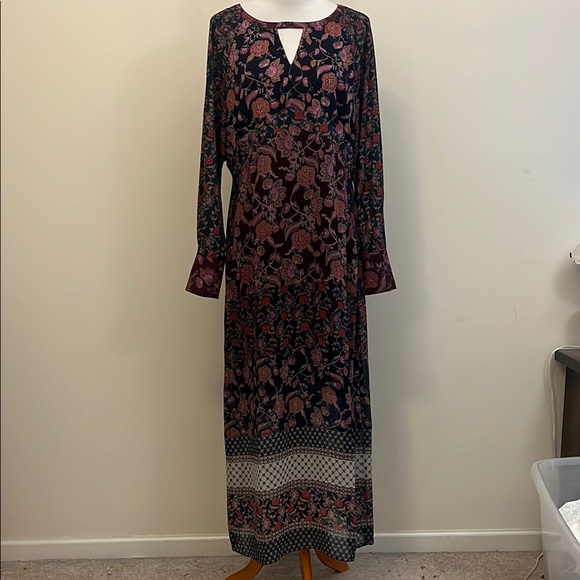 CAbi Purple Green Navy Floral Festival Maxi Dress Style No. 3675 Size Large - Picture 2 of 9